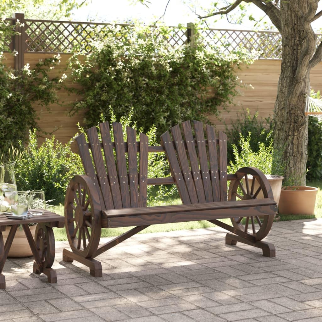 vidaXL Patio Adirondack Chair 2-Seater Chaise Lounge Seating Solid Wood Fir