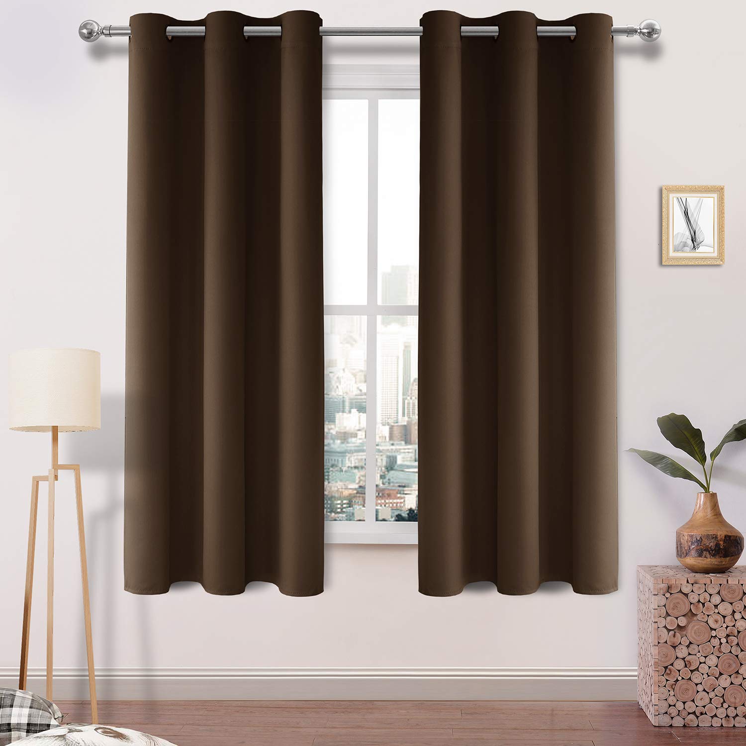 Dwcn Blackout Curtains Room Darkening Thermal Insulated Grommet Window Curtain For Bedroom Living Room 42 X 72 Inch 2 Panels, Br