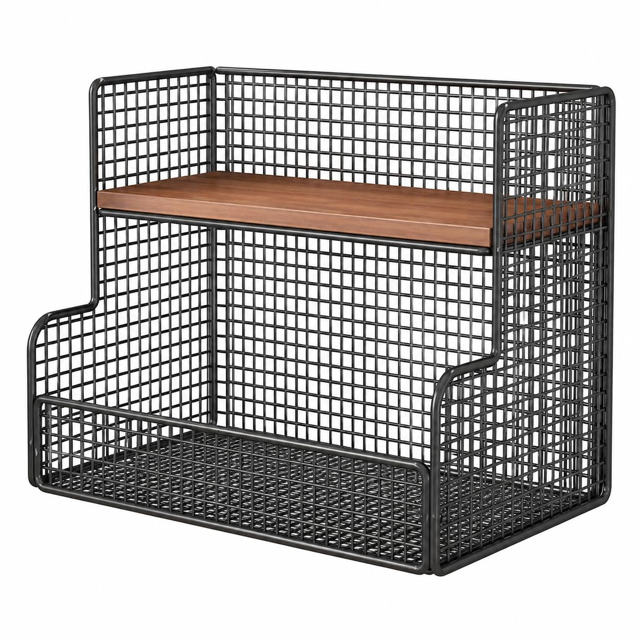 Pexorva 40Cm Metal Wood Shelving Unit, 2 Tier Cupboard Organiser For Kitchen, Creative Desk Microwave Shelf, Dust & Moisture Res