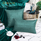 Brawarm Faux Leather Throw Pillow Covers 18 X 18 Inches, Teal Leather Pillow Cover, Hand Stitched Leather Decorative Pillow Cove