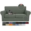 Jiviner 3 Pieces Stretch Couch Covers For 2 Cushion Couch Fitted Thick Loveseat Sofa Slipcover With 2 Seat Cushion Covers For Living Room Pet Dogs (Loveseat, Army Green)