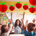 Katchon, Red Apples Honeycomb Centerpiece Decorations - Large, Pack Of 6 | Back To School Decorations For Classroom | Apples Han