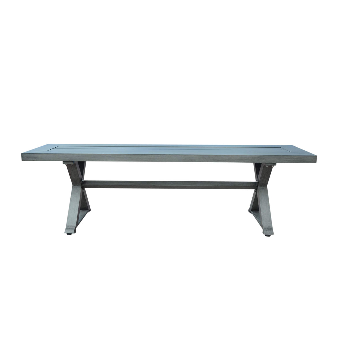 Gdfstudio Modern Outdoor Aluminum Dining Bench, Dark Gray