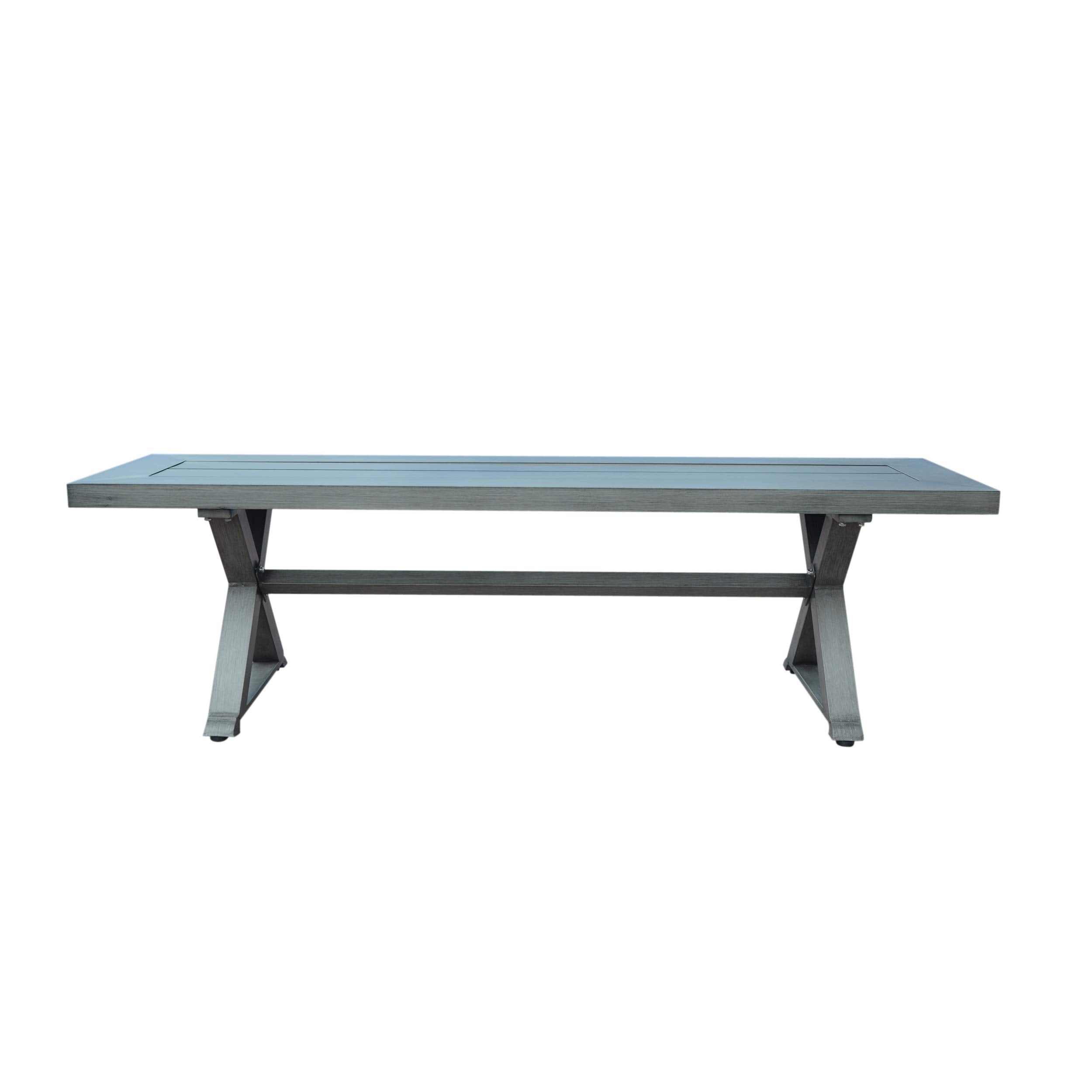 Gdfstudio Modern Outdoor Aluminum Dining Bench, Dark Gray