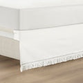 Lush Decor Boho Fringe 15-Inch Tailored Drop Easy Fit Bedskirt, King, Pure White