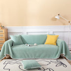Handontime Couch Covers For Sectional Sofa L Shape Light Green Cute Sofa Covers Chenille Pet Couch Cover With Lace Sectional Couch Cover For Dogs, Dog Couch Cover Protector Machine Washable, 71' X150'