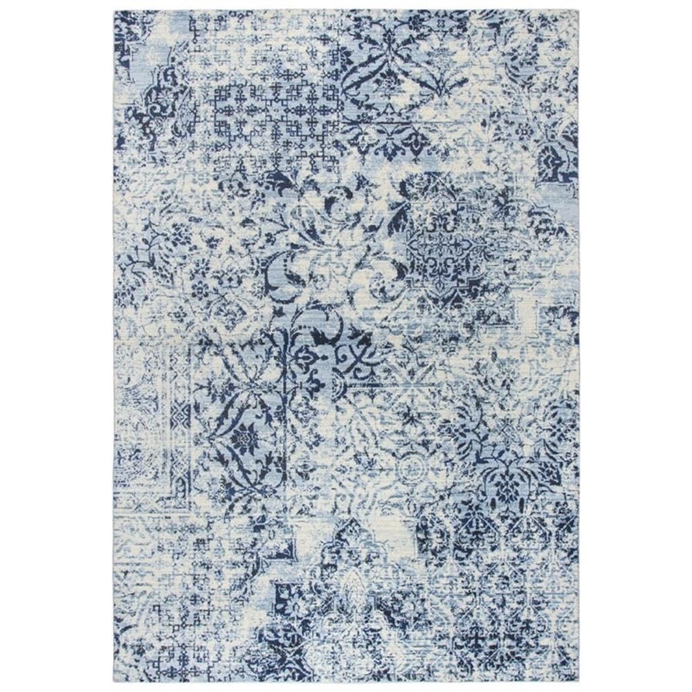 Swagger 6'7&quot; X 9'6&quot; Distress Patchwork Ivory/Blue/Dk Blue Power-Loom Area Rug