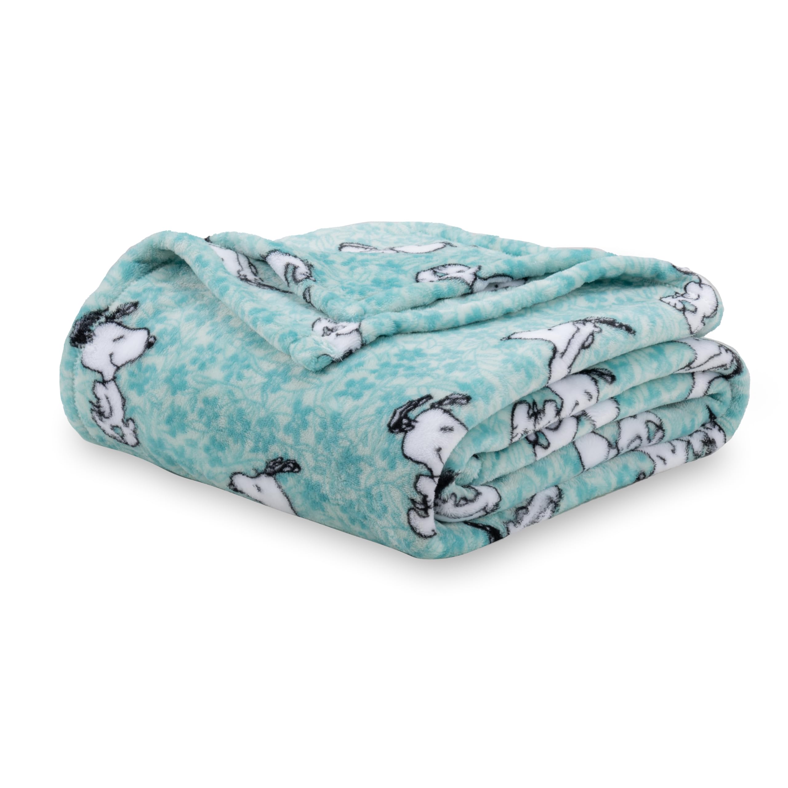Berkshire Blanket Peanuts Velvetloft Cute Character Snoopy Plush Blanket,Snoopy Springtime Floral Dance Large Blue,King 90 In X