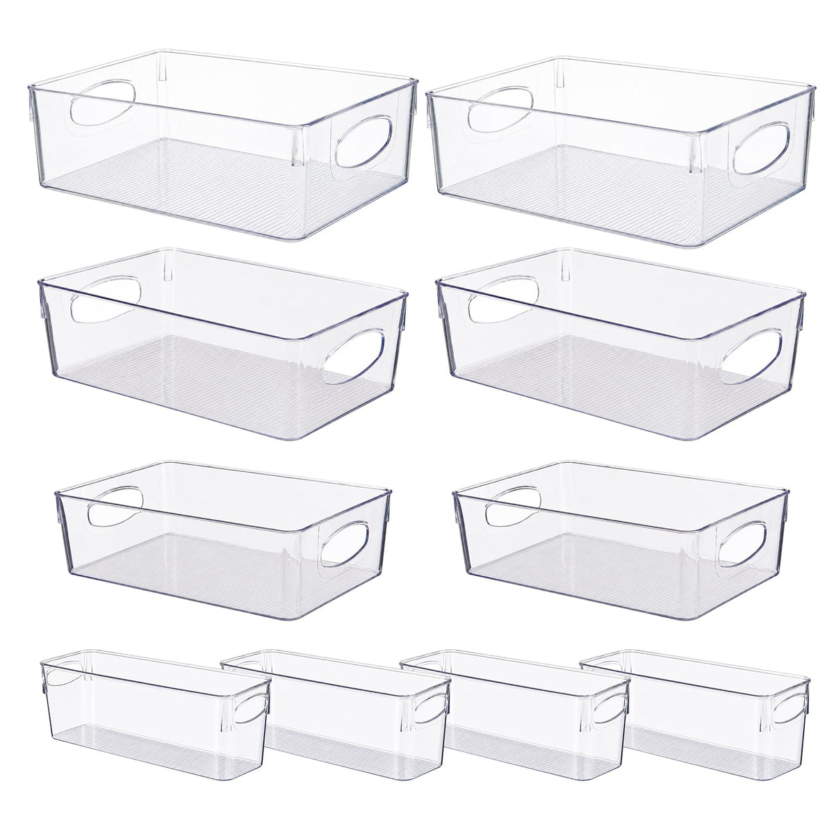 UFORU 10 Pack Clear Plastic Pantry Organizers and Storage with Handles