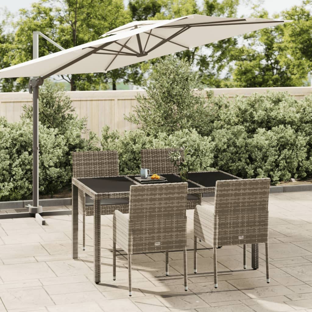 vidaXL Patio Dining Set 5 Piece, Patio Conversation Set with Cushions, Outdoor Furniture Set for Garden Backyard Poolside, Gray Poly Rattan