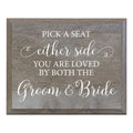 LifeSong Milestones Pick A Seat Not A Side Decorative Wedding Party Signs for Ceremony and Reception for Bride and Groom (8x10)