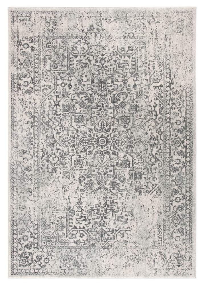 SAFAVIEH Evoke Collection 51 x 76 Ivory/Grey EVK256F Oriental Distressed Non-Shedding Living Room Bedroom Area Rug