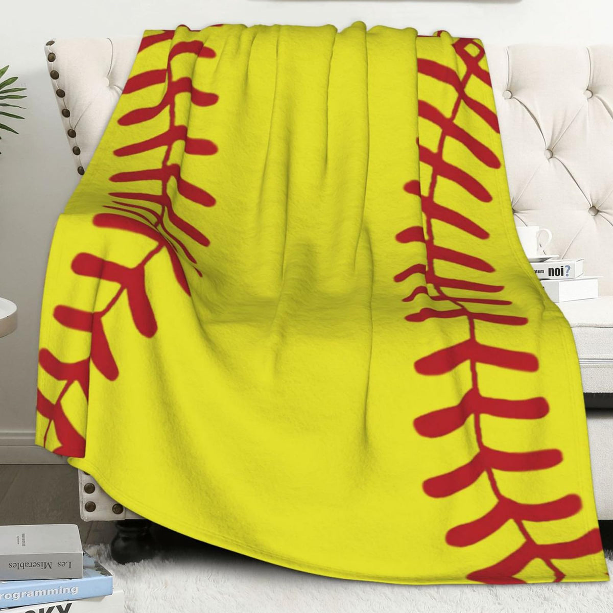 Auivty Softball Gifts For Girls Women Yellow Softball Blanket Sport Gifts Girls 8 9 10 11 12 Years Team Players Coach Softball L