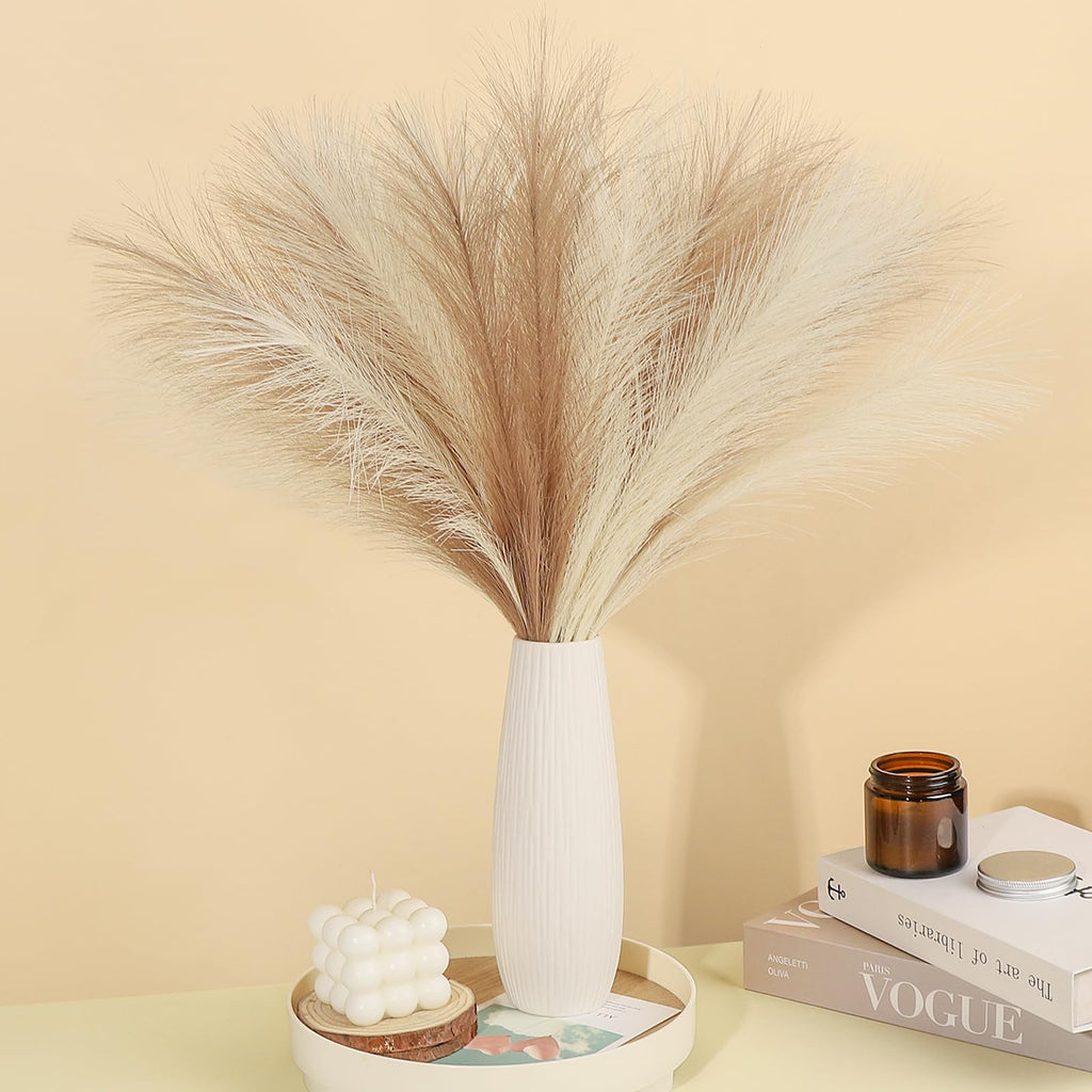 SeptCat 30 Pcs Pampas Grass Decor 21.7'' Fluffy Faux Short Brown Pampas Grass Artificial Small Pompas Grass Flower Vase Filler f