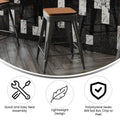 Flash Furniture Kai Commercial Grade Indoor-Outdoor Bar Height Stool - Black Metal Frame - Black Poly Resin Seat - 30" High - Backless
