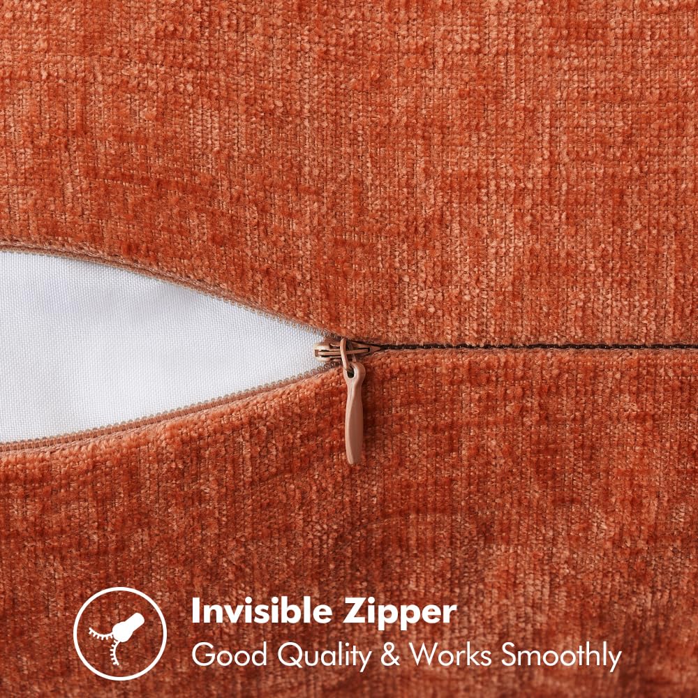 Miulee Pack Of 2 Couch Throw Pillow Covers 20X20 Inch Rust Farmhouse Decorative Pillow Covers With Stitched Edge Soft Chenille Solid Dyed Fall Pillow Covers For Sofa Bed Living Room