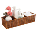 Waterproof Wicker Bathroom Basket with 3 Compartments, Brown