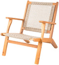 Patio Sense 62773 Vega Natural Stain Outdoor Chair Acacia Wood Construction Hand Woven Seat Mid Century Design Comfortable Recli