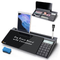 Selead Desktop Glass Whiteboard With Calculator, Organizer, Markers, Eraser, Holder - Black Dry Erase White Board Computer Pad K