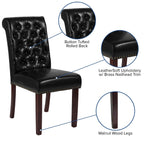 Flash Furniture Hercules Series Black Leathersoft Parsons Chair With Rolled Back, Accent Nail Trim And Walnut Finish