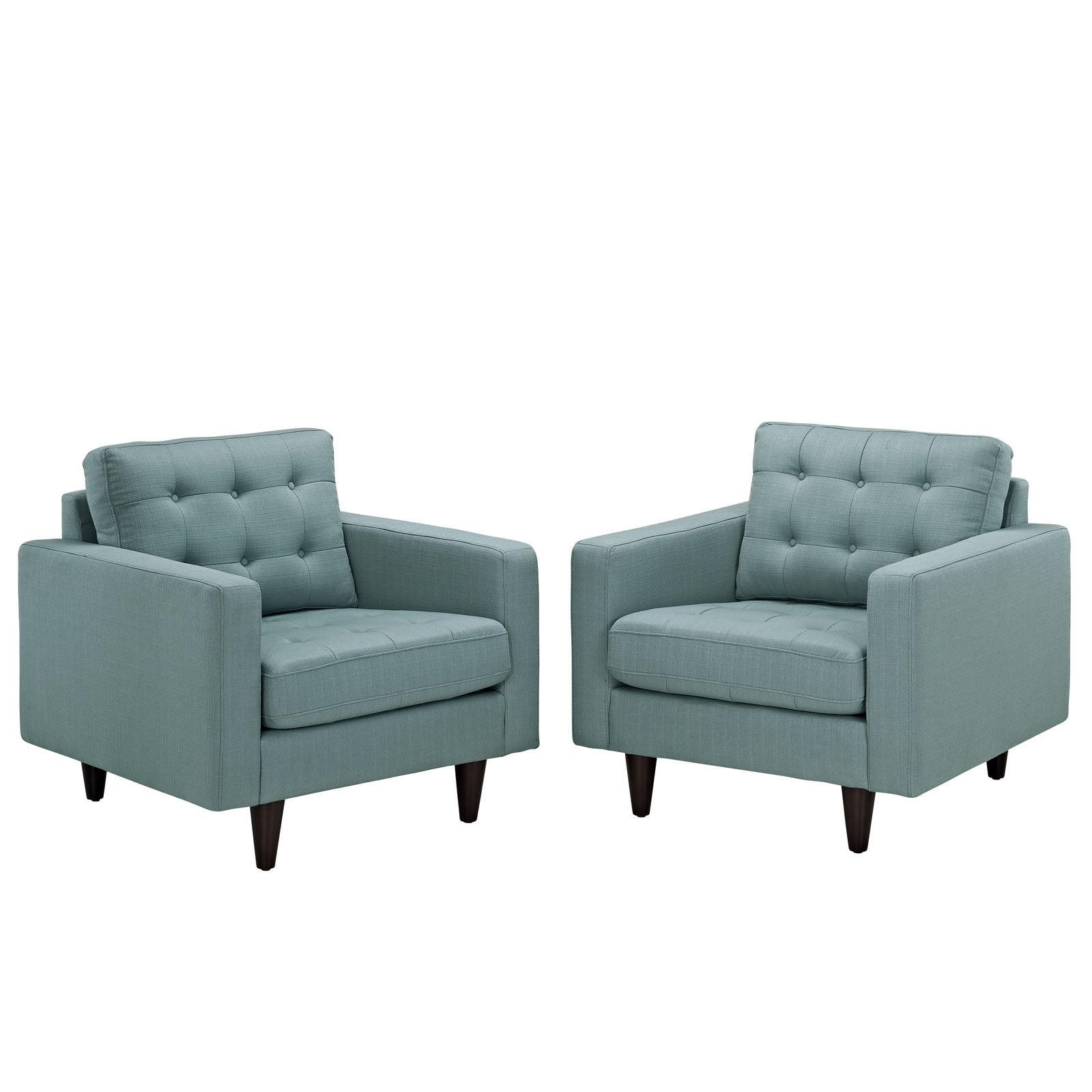 Modway Empress Mid-Century Modern Upholstered Fabric Two Armchair Set In Laguna