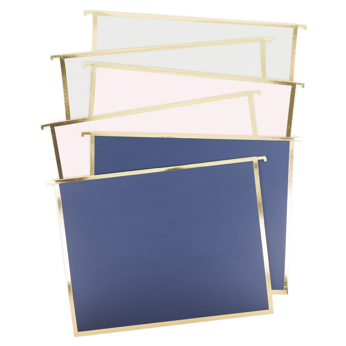 U Brands Classic Chic Fashion Hanging File Folders, Office Supplies, Blue, Pink And Gray With Gold, 6 Count