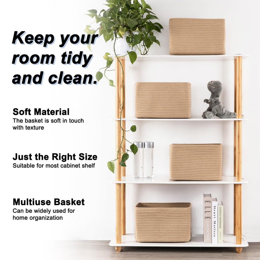Sixdove 4 Pack Storage Baskets For Organizing, Woven Baskets For Shelves - Perfect For Toys, Books, Towels, And Clothes, Durable