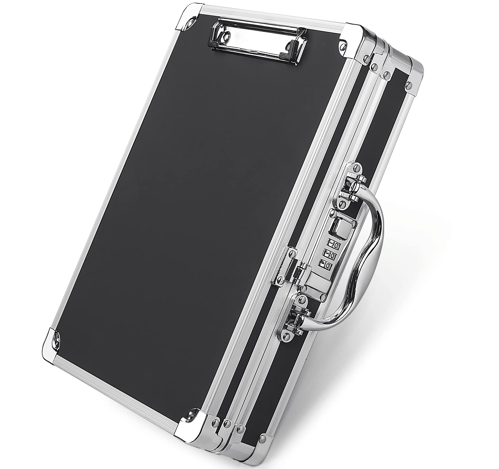 Sooez Combination Lock Clipboard Case, Heavy Duty Clipboard With Storage, Aluminum Locking Briefcase With Handle, Storage Clipbo