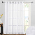 Ryb Home White Curtain Sheers - Linen Texture Large Window Curtain For Patio Sliding Glass Door Extra Wide Semi-Transparent Priv