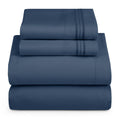 Hearth & Harbor Split King Size Sheets - 5 Piece Bed Sheet Set, Hotel Luxury Double Brushed Bed Sheets - Extra Soft Bedding Sheets & Pillowcases, Split King, Navy Blue