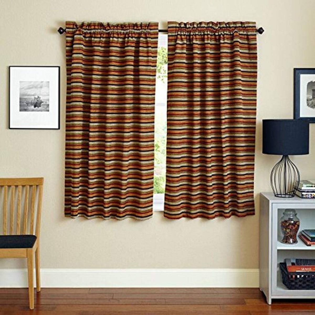 Blazing Needles Reversible Rod Pocket Room-Darkening Jacquard Chenille Curtain Panels, 63&quot; by 52&quot;, Cadillac 2 Count