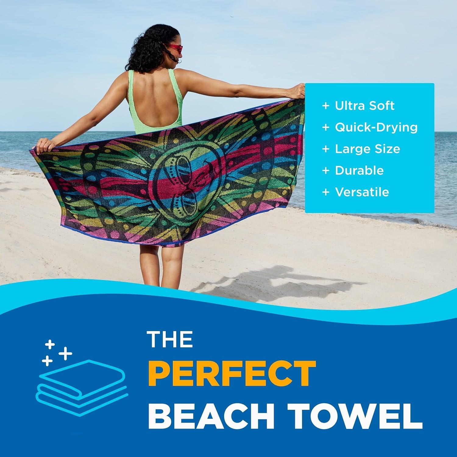Kaufman - Soft Oversized Beach Towels In Bulk | 30'' X 60'' Printed Terry Cotton Bulk Beach Towels | 100% Cotton Thick Beach Tow