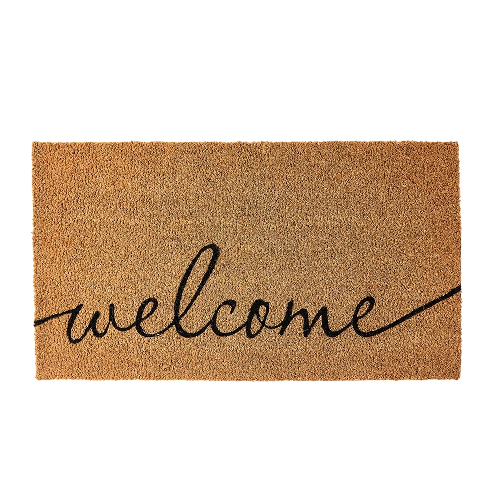 Kankun Coco Coir Door Mat With Heavy Duty Backing, Welcome Doormat (17' X 30'), Doormat Entrance (Cursive Welcome)