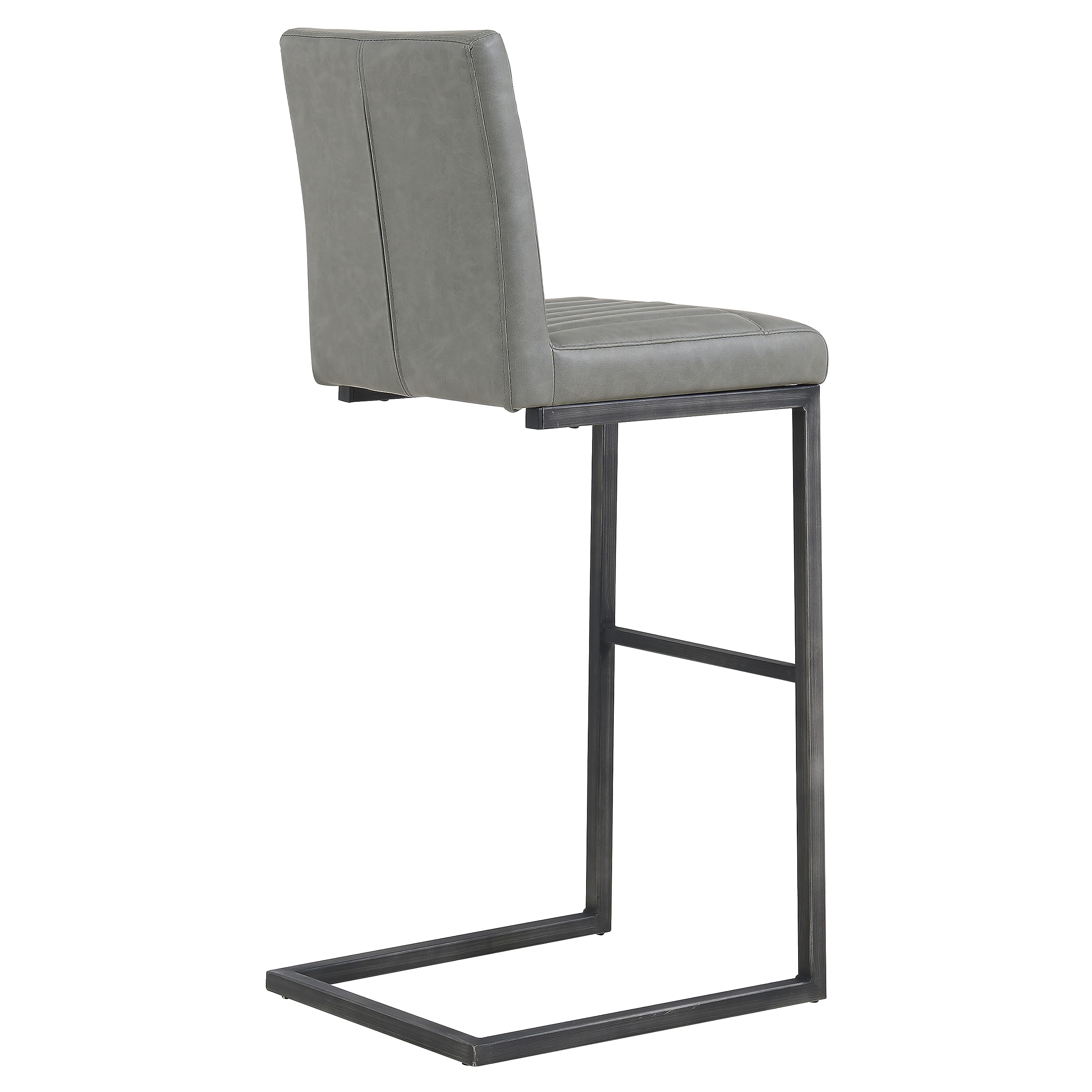 New Pacific Direct Ronan Pu Leather Bar, Set Of 2 Bar & Counter Stools, Antique Graphite Gray