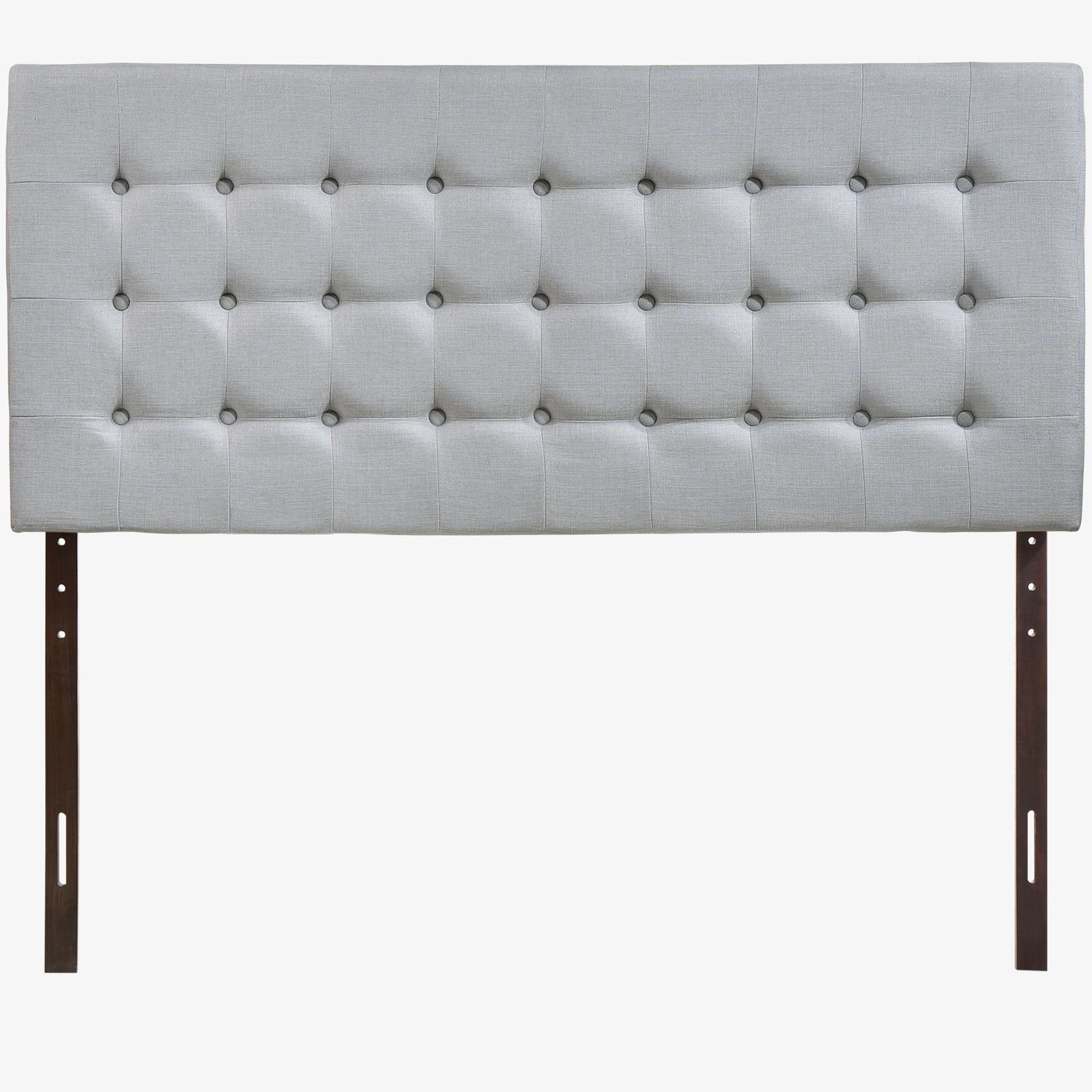Modway Tinble Tufted Button Linen Fabric Upholstered Queen Headboard in Gray
