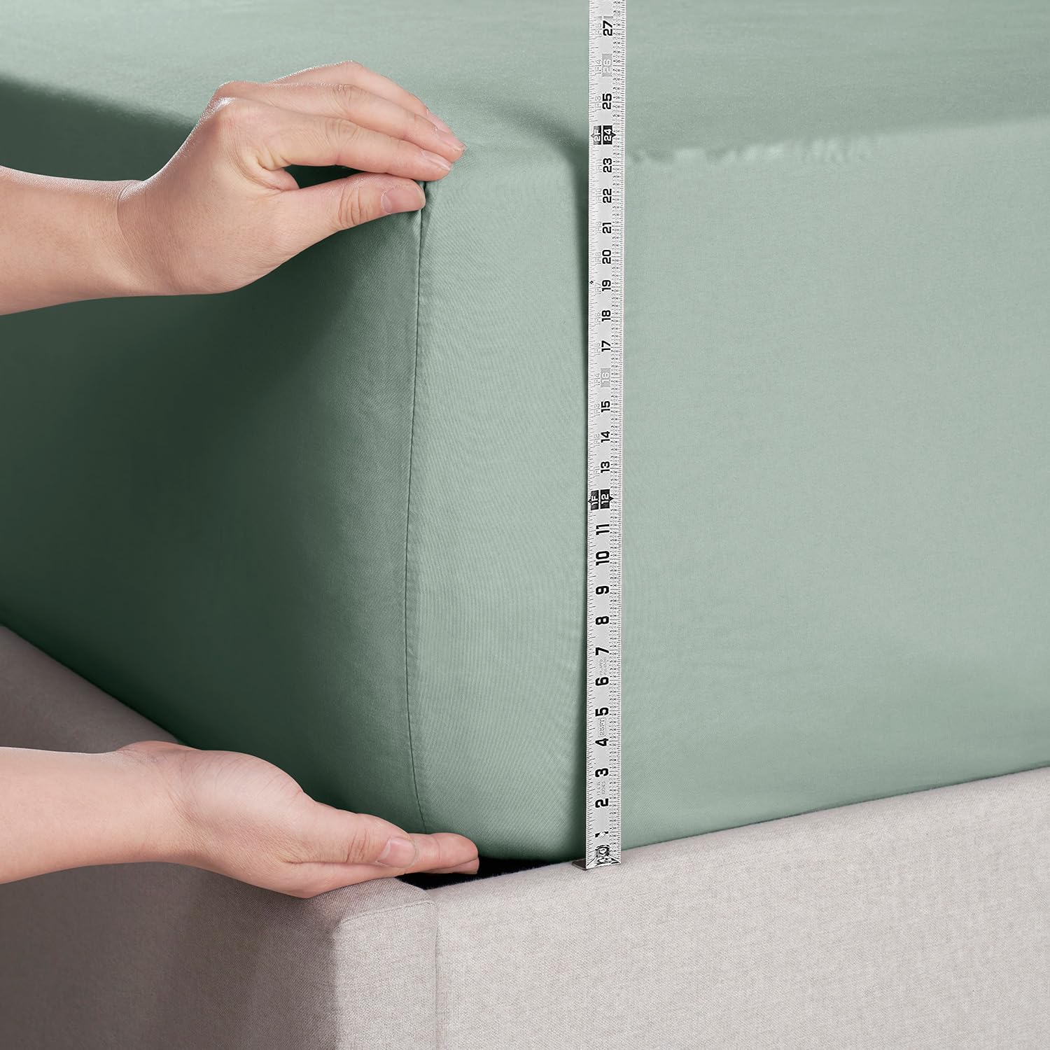 Nestl Sage Green Twin Xl Deep Pocket Sheet, 1800 Microfiber, Fits Up To 24 Inch Mattress