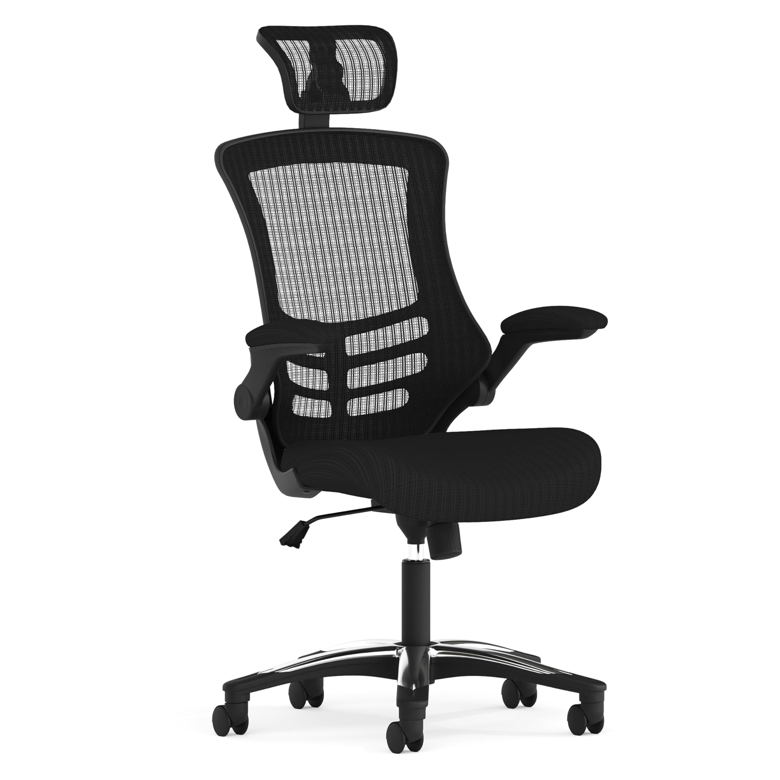 Flash Furniture Kelista High-Back Swivel Office Chair with Adjustable Lumbar Support and Seat Height, Ergonomic Mesh Desk Chair, Black
