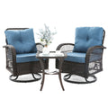 Vonzoy 3 Pieces Patio Furniture Set, Outdoor Swivel Glider Rocker, Wicker Patio Bistro Set With Rocking Chair, Thickened Cushion