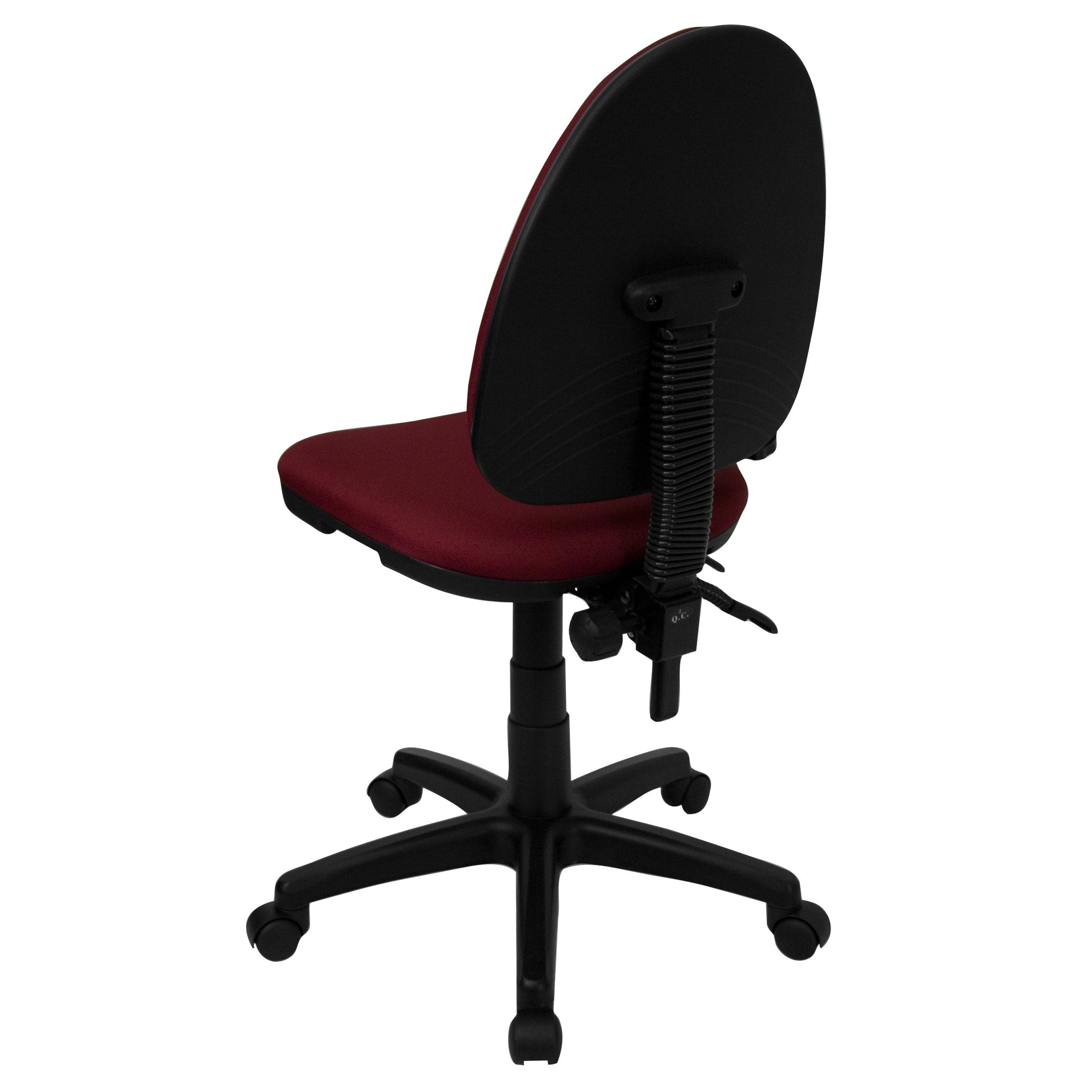 Flash Furniture Mid-Back Burgundy Fabric Multifunction Swivel Ergonomic Task Office Chair with Adjustable Lumbar Support