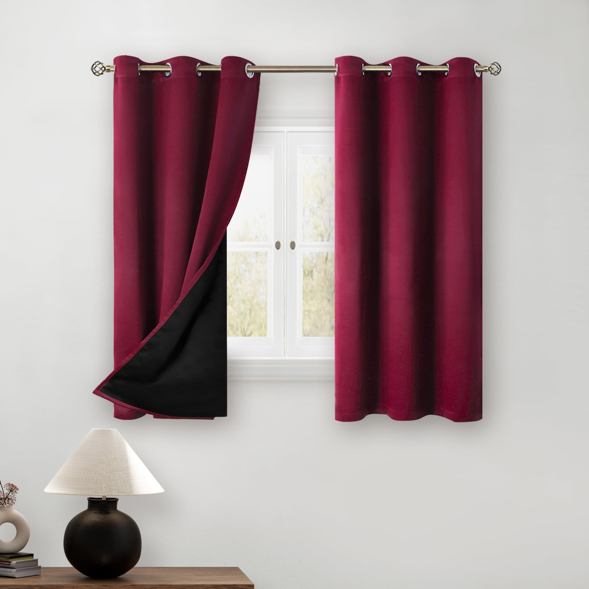 Bgment Short 100% Blackout Curtains For Bedroom, Thermal Insulated Lined Energy Efficiency Noise Reducing Grommet Curtains 54 In