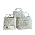 ANKICK Storage Basket Boho Fabric 3pcs Collapsible Floral Laundry Nursery Hamper Portable Folding Storage for Clothes Toys