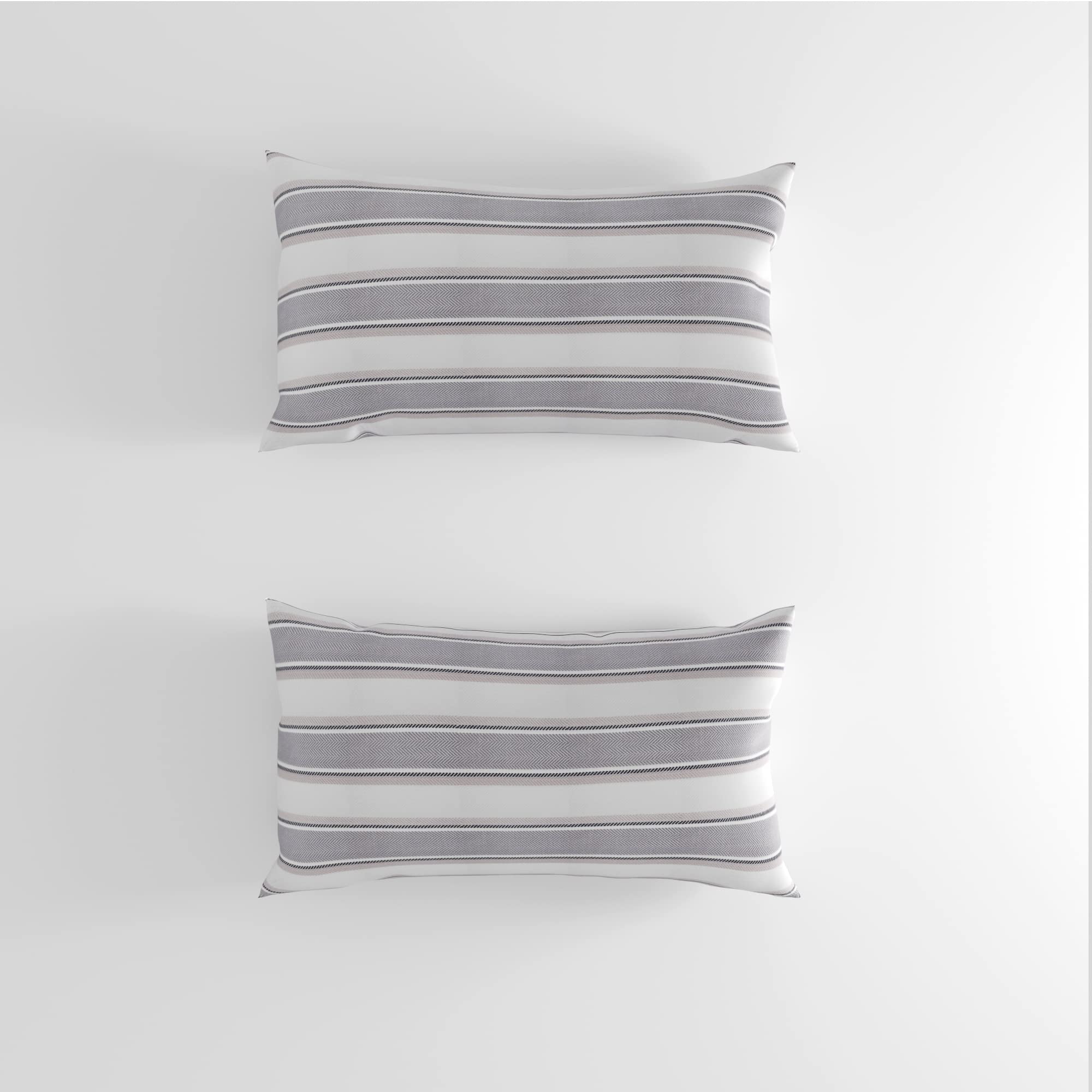Natus Weaver 2 Pc Multi Color Stripe Pillow Cases Soft Linen Square Decorative Throw Cushion Cover Pillowcase With Hidden Zipper
