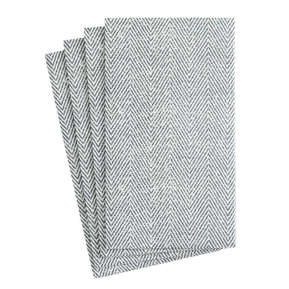 Caspari Jute Paper Linen Guest Towel Napkins in Charcoal - Two Packs of 12