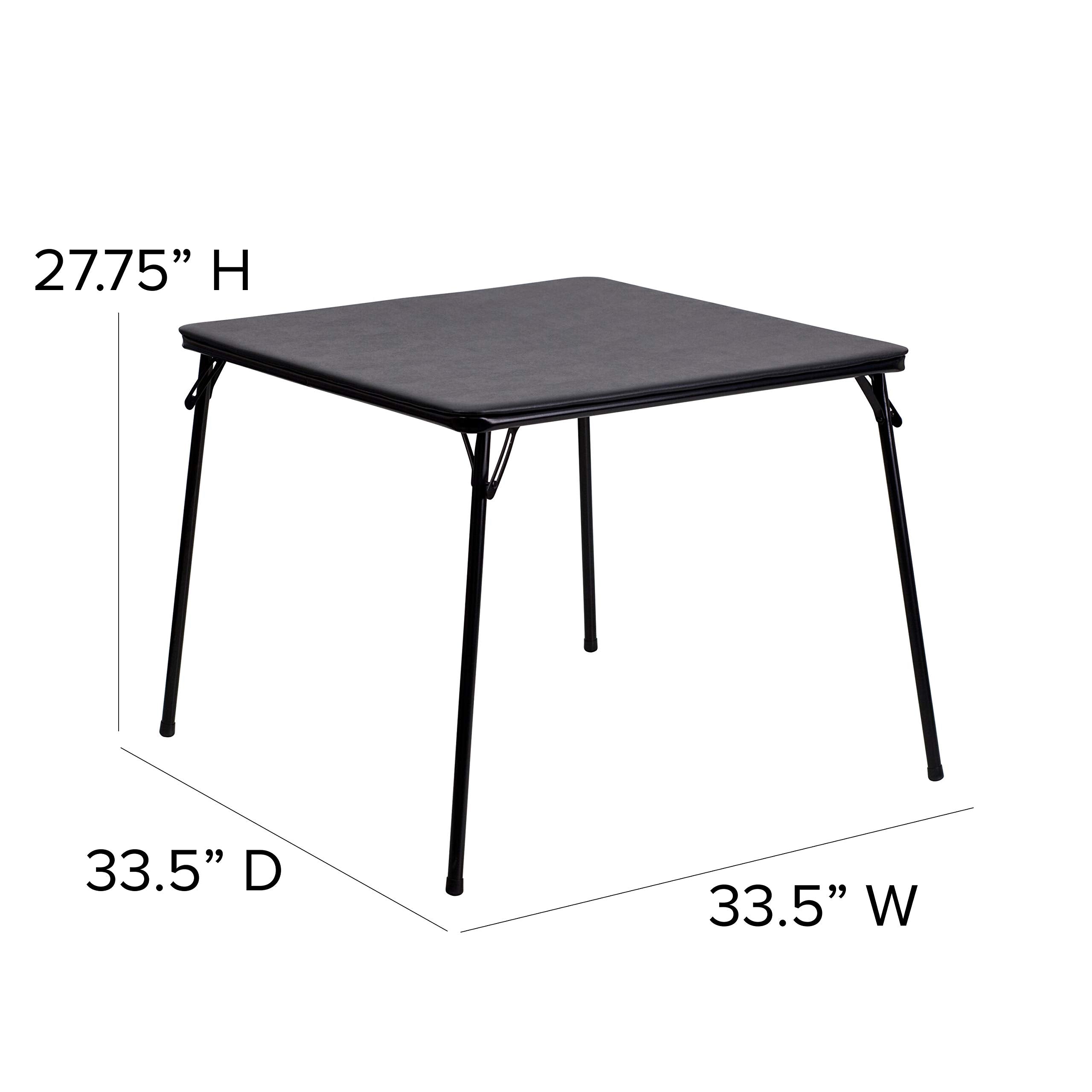 Flash Furniture Madison 5-Piece Folding Card Table and Chairs Set, Portable Event Table and Chairs Set, Black