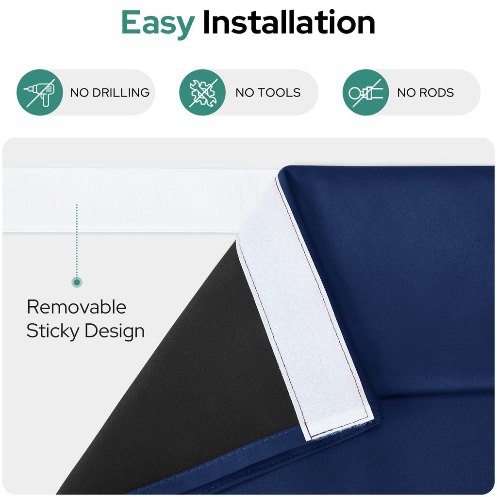 Homeideas 100% Blackout French Door Curtains, Privacy Door Curtains For Door Window, 34 X 40 Inch Room Darkening Curtains, Thermal Insulated Door Window Shades For Bedroom, (1 Panel, Navy Blue)