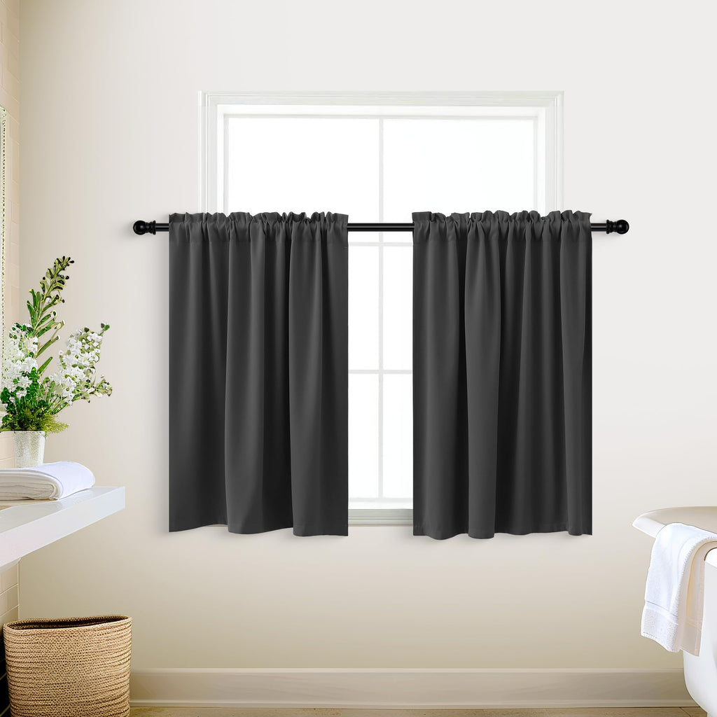 Koufall Small Window Blinds For Bathroom Kitchen,Blackout Keep Heat Black Out Window Coverings Heat Blocking Curtains For Bedroom,18 X 24 Inch Length Dark Gray