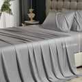 Hyprest Deep Pocket King Sheets- Rayon Derived From Bamboo, Extra Deep Pocket Sheets Fits 18'-24' Thick Mattress, Light Grey S
