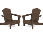 Kingyes Folding Adirondack Chair Set Of 2, Hdpe All-Weather Folding Adirondack Chair, Coffee