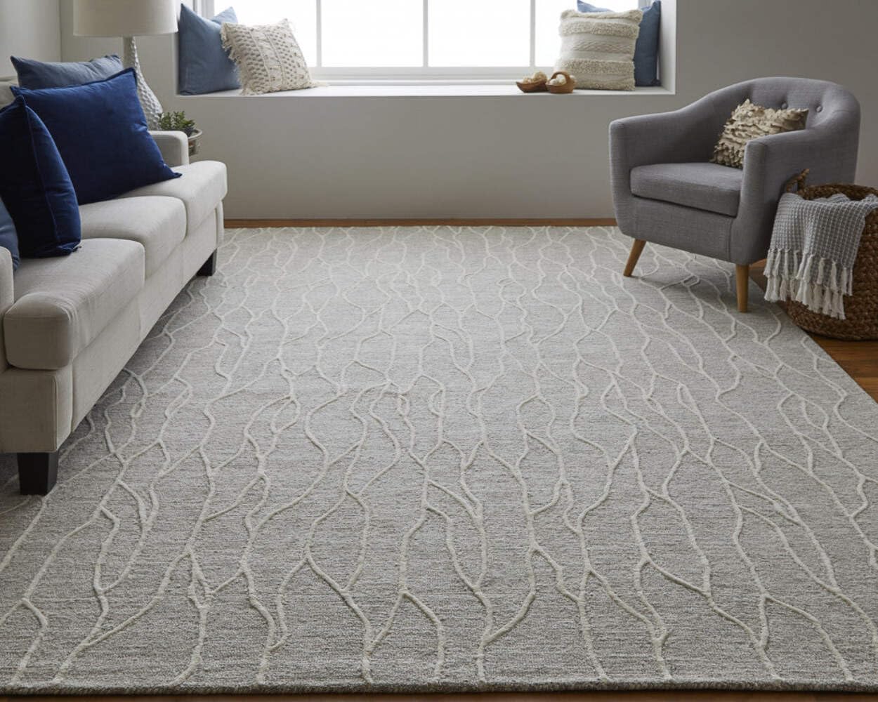 HomeRoots 511847 10 x 13 ft. Taupe Black & Gray Wool Abstract Hand Tufted Handmade Stain Resistant Rectangle Area Rug