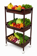 Kitchivo 3 Tier Multipurpose Storage Trolley With Wheels For Kitchen, Bathroom & Home Organization | Portable Plastic Utility Ra